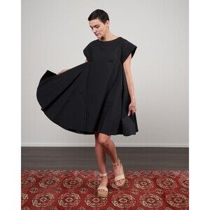 Merlette Naarden Mini Dress Voluminous Boat Neck Cotton Black Party S New 282177